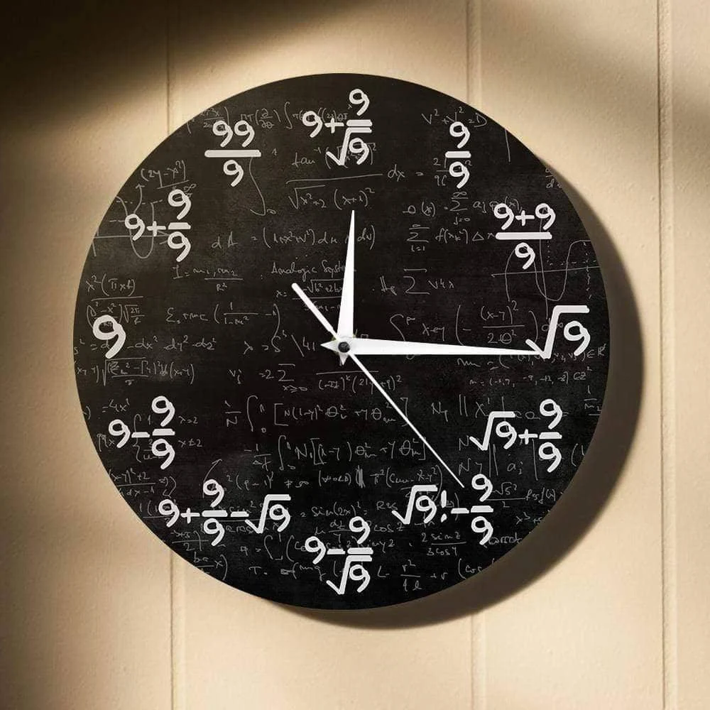 Nines Math Equation Wall Clock - Geeky Home Decor -