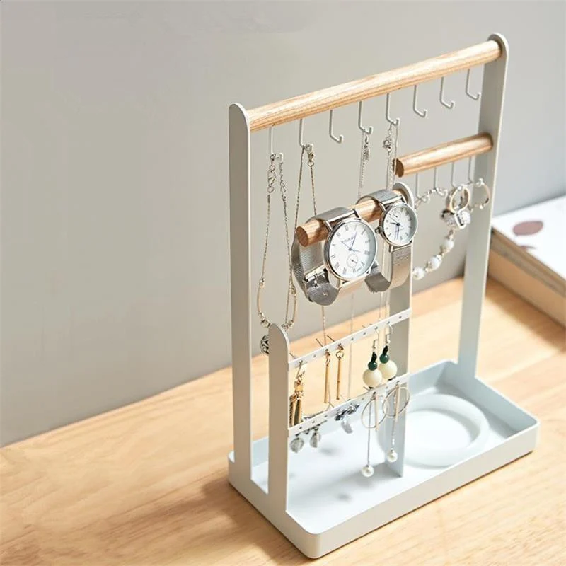 Nordic Jewelry Storage Rack Desktop Bracelets Shelf Stud Earrings Ring Organizer Box Multifunction Watch Necklace Display