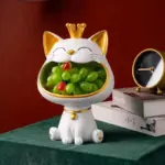 Nordic Light Luxury Resin Fortune Cat Decoration 18 5 16 5 27cm Living Room Entrance Key