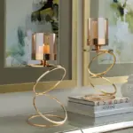 Nordic Metal Candlestick Geometric Glass Candle Holder Wind Lamp Windproof Candle Stand Wedding Home Decoration Ornaments
