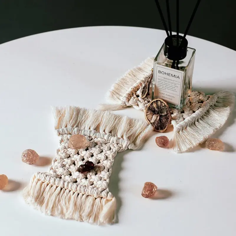 Nordic Style Rectangular Placemat Hand woven Cotton Linen Coaster Bowl Pad Tassels INS Simple Home Decoration be25869e 1166 4cbb a278 e3caccdcde4c