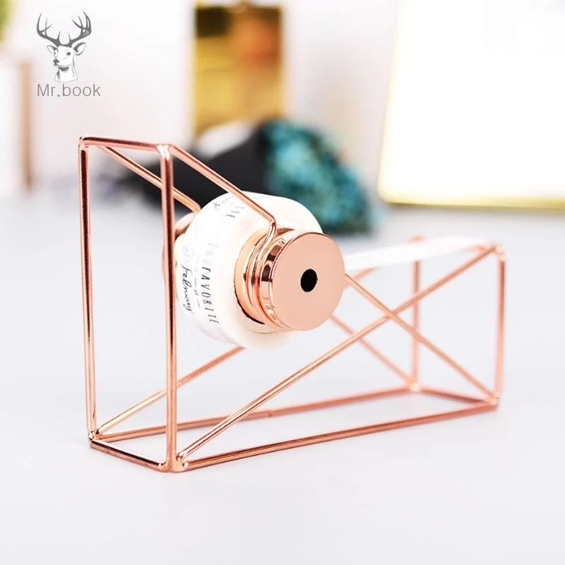 Nordic Style Rose Gold Tape Cutter Metal Tape Holder Washi Storage Organizer Stationery Office Supplies Creative