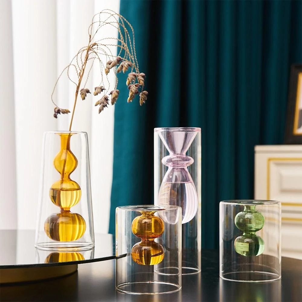 Nordic Dual Color Transparent Vase - Homeko