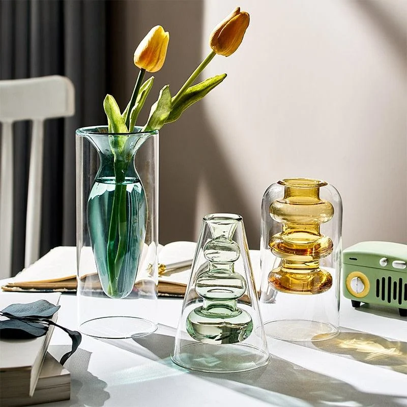 Nordic Dual Color Transparent Vase - Homeko