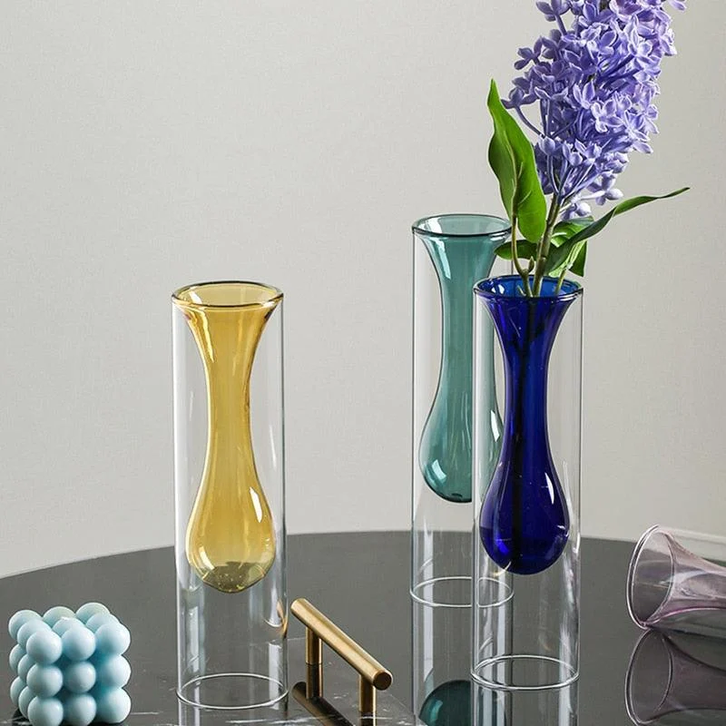 Nordic Dual Color Transparent Vase - Homeko