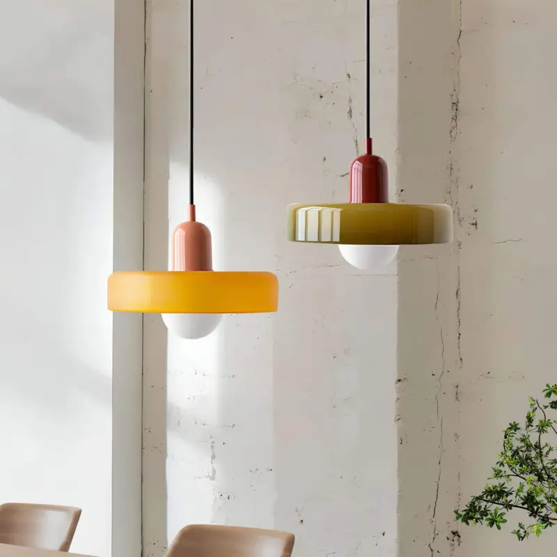 NordicGlas SkandinavischeDeckenhangelampemithandgefertigtemGlasschirm