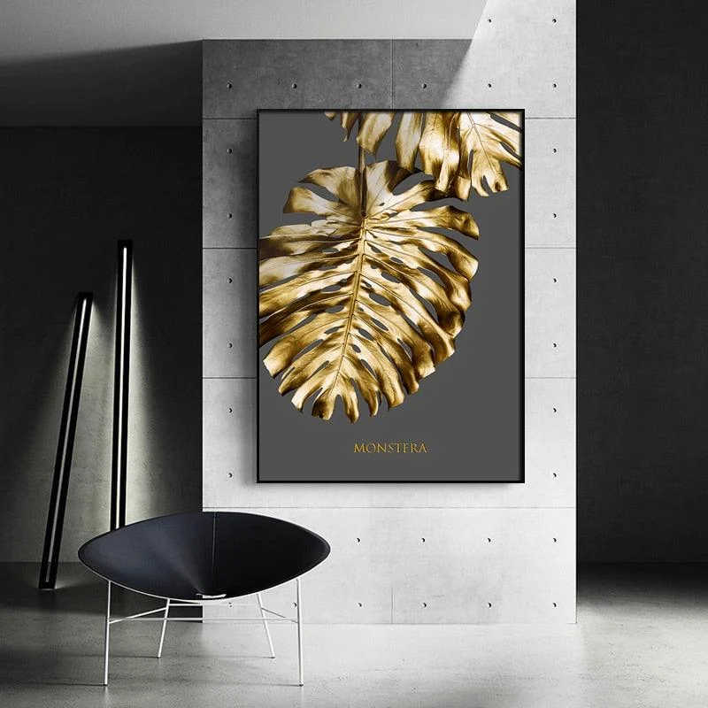 Nordic Golden Abstract Leaf - Homeko