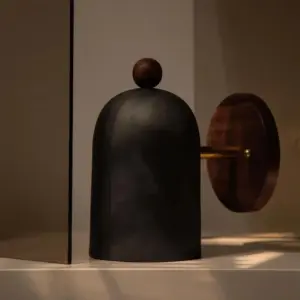 Homeko Walnut Zen Style Ball Wall Sconce