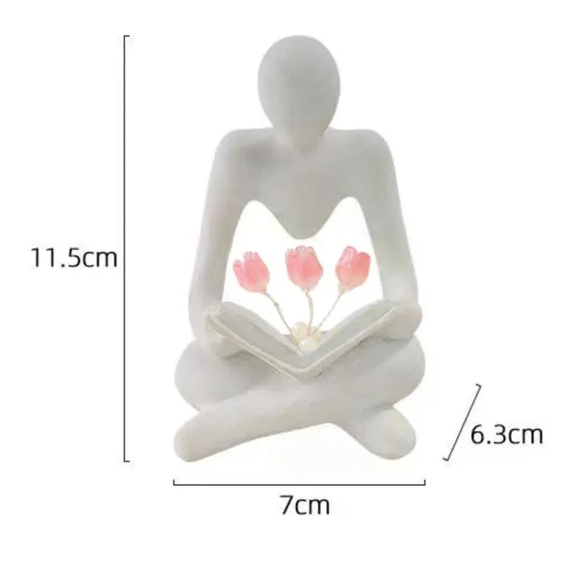 Nordic Abstract Thinker Statue Night Lamp: Creative Bookshelf Décor -