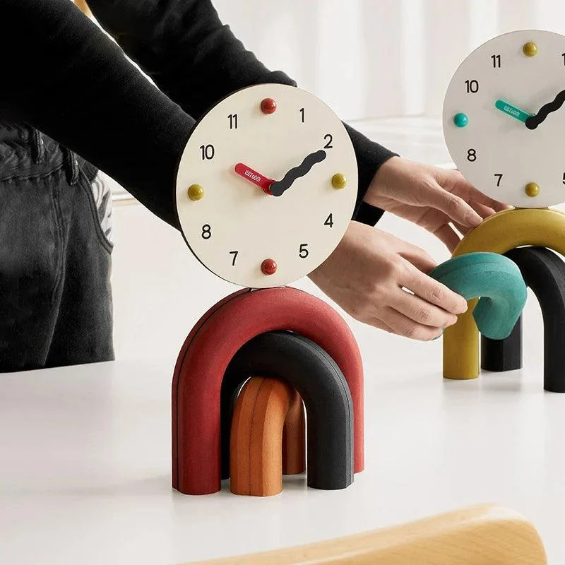 Nordic Art Arch Design Table Clock -