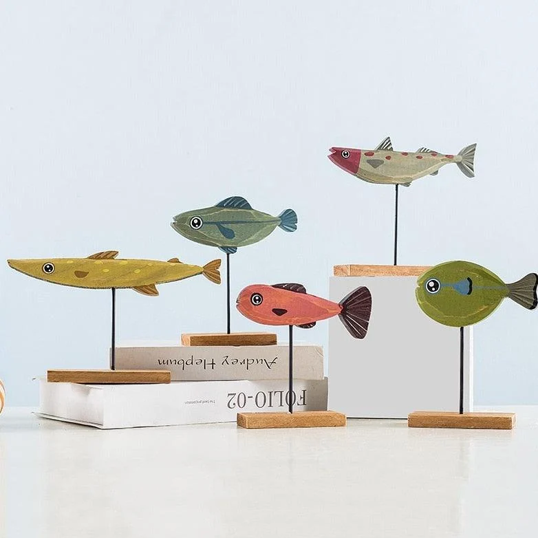 Nordic Artistic Wooden Fish Sculpture -