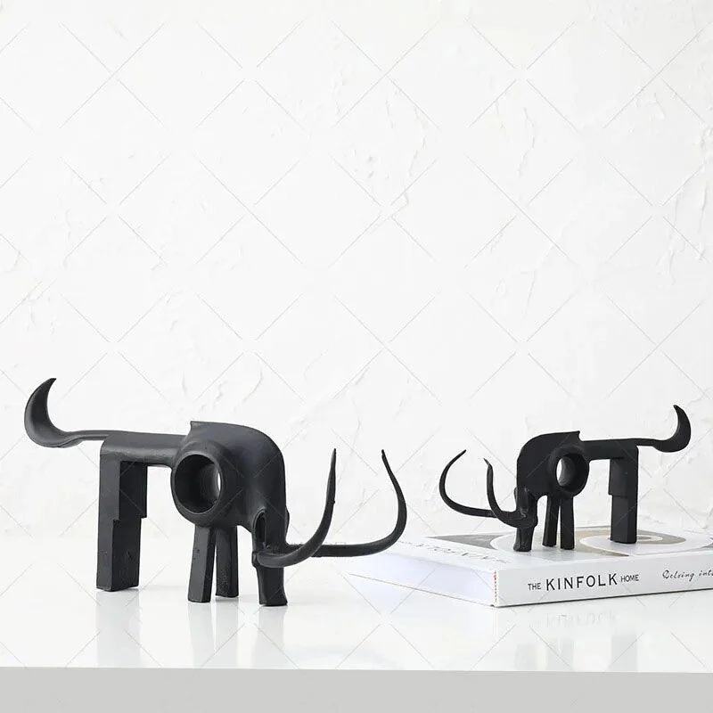 Nordic Black Horse Artwork Home Decoration Accessories Metal Sculptures and Statues Ornament -