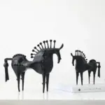 Nordic Black Horse Artwork Home Decoration Accessories Metal Sculptures and Statues Ornament