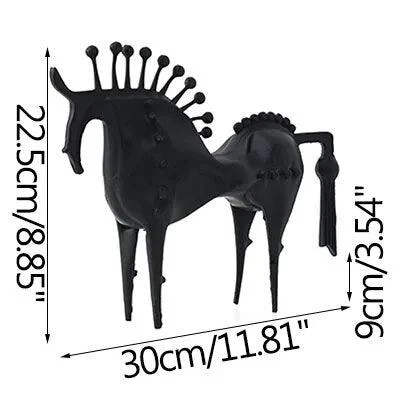 Nordic Black Horse Artwork Home Decoration Accessories Metal Sculptures and Statues Ornament -