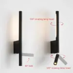 Nordic Black White Wall Lamp Lighting Bedside 330 degree rotation adjustable