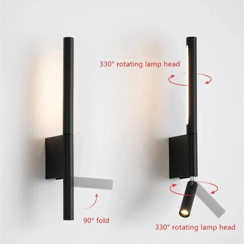 Nordic Black White Wall Lamp Lighting Bedside 330 degree rotation adjustable -