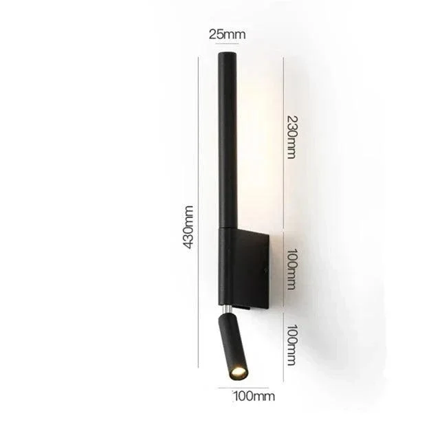 Nordic Black White Wall Lamp Lighting Bedside 330 degree rotation adjustable -