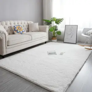 Nordic Brown Burgundy Fluffy Carpet Small Large Bedroom Rug Living Room