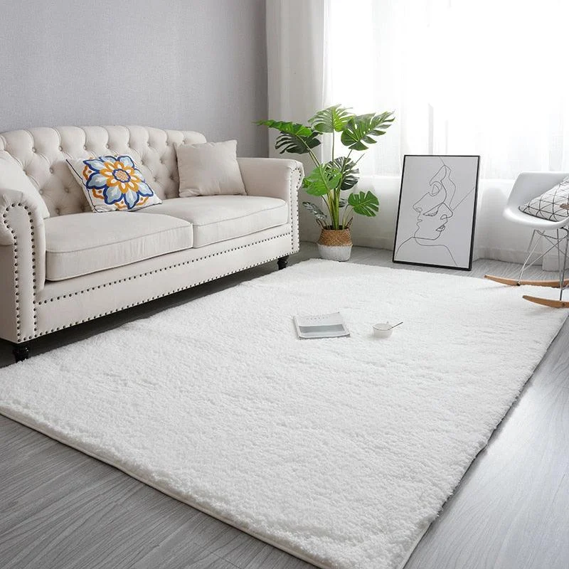 Nordic Brown Burgundy Fluffy Carpet Small Large Bedroom Rug Living Room -