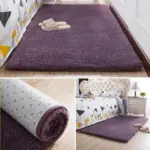 Nordic Brown Burgundy Fluffy Carpet Small Large Bedroom Rug Living Room