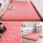 Nordic Brown Burgundy Fluffy Carpet Small Large Bedroom Rug Living Room