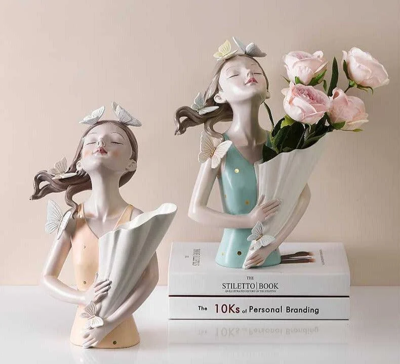 Nordic Butterfly Girl Model Vase -