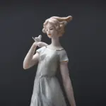 Nordic Ceramic Beauty Girl Flower Basket Sculptures and Statues Handicraft
