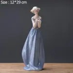 Nordic Ceramic Beauty Girl Flower Basket Sculptures and Statues Handicraft