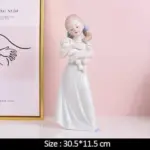Nordic Ceramic Beauty Girl Flower Basket Sculptures and Statues Handicraft