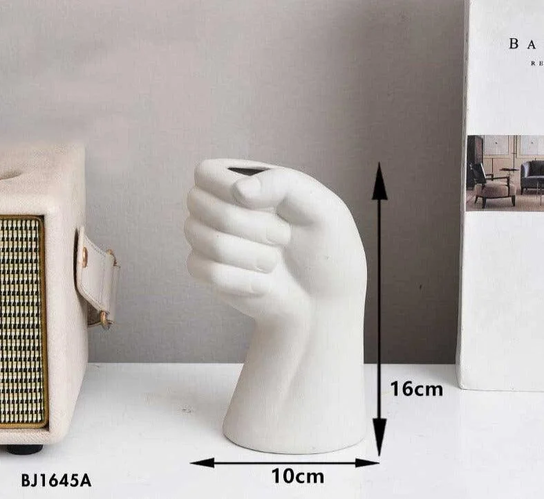 Nordic Ceramic Fist Hand Vase For Dried Flowers -