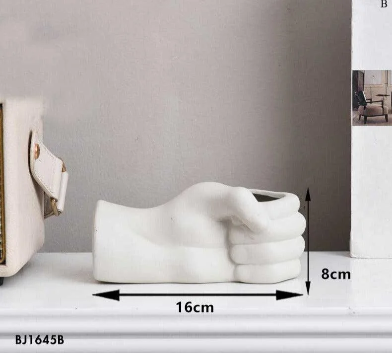 Nordic Ceramic Fist Hand Vase For Dried Flowers -