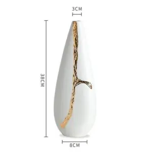 Nordic Ceramic Flower Vase - Elegant Gold Plated Decor