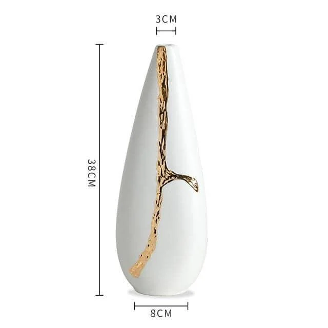 Nordic Ceramic Flower Vase - Elegant Gold Plated Decor -