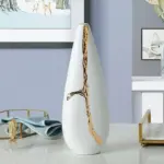 Nordic Ceramic Flower Vase Elegant Gold Plated Decor