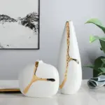 Nordic Ceramic Flower Vase Elegant Gold Plated Decor