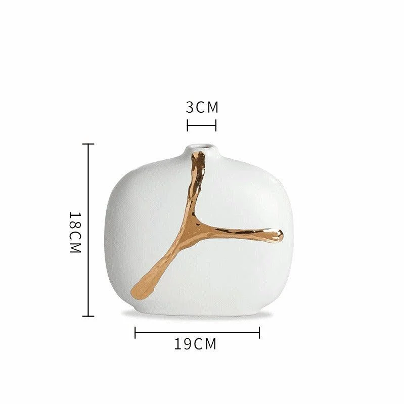Nordic Ceramic Flower Vase - Elegant Gold Plated Decor -