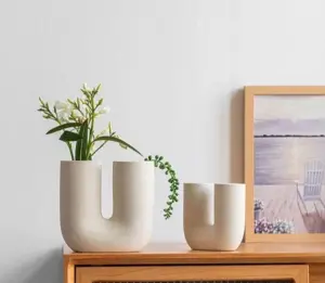 Nordic Ceramic Hollow U Shaped Vase
