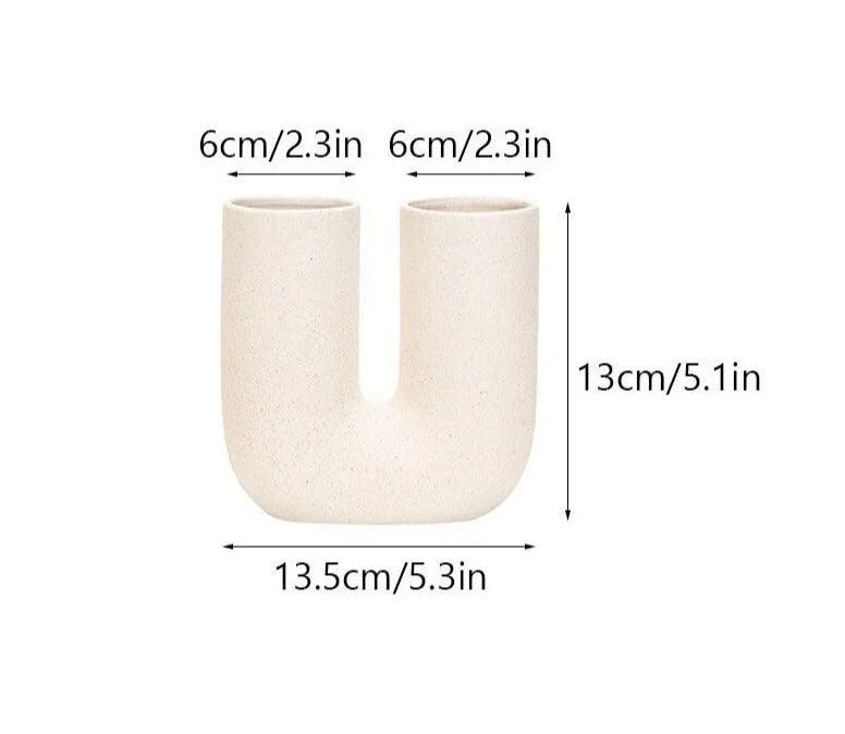 Nordic Ceramic Hollow U Shaped Vase -