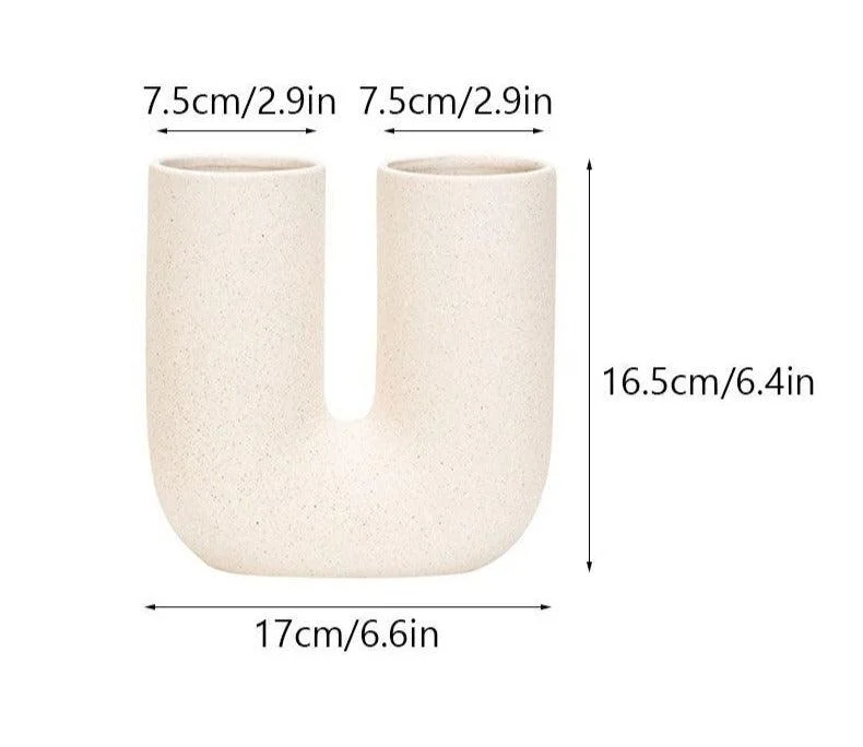 Nordic Ceramic Hollow U Shaped Vase -