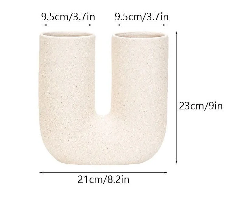 Nordic Ceramic Hollow U Shaped Vase -