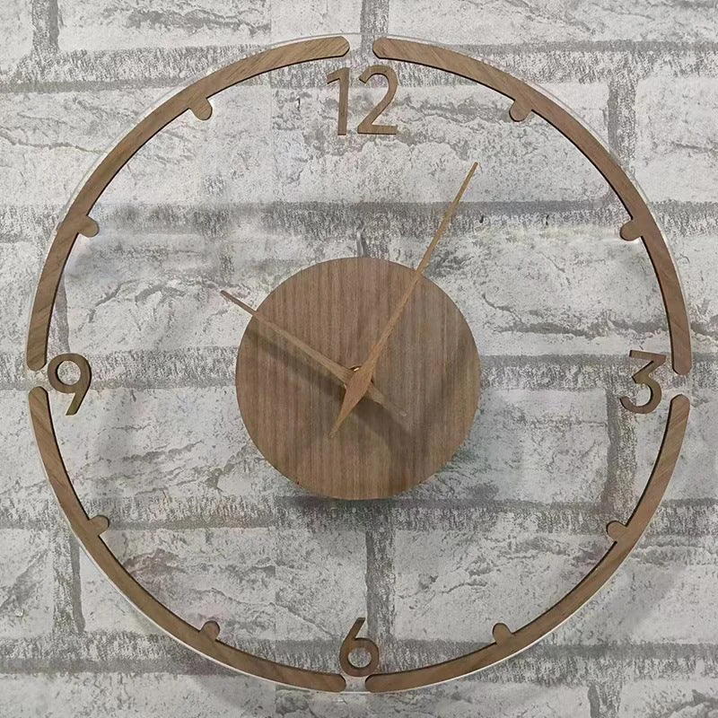 Nordic Design Silent Wall Clock 12 Inches Walnut Wood -