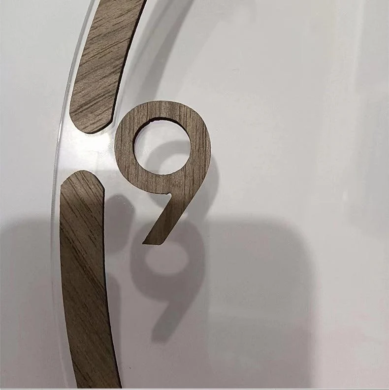 Nordic Design Silent Wall Clock 12 Inches Walnut Wood -