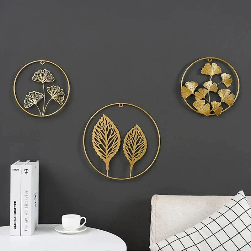 Nordic Ginkgo Leaf Wall Décor: Light Luxury Elegance in Gold -