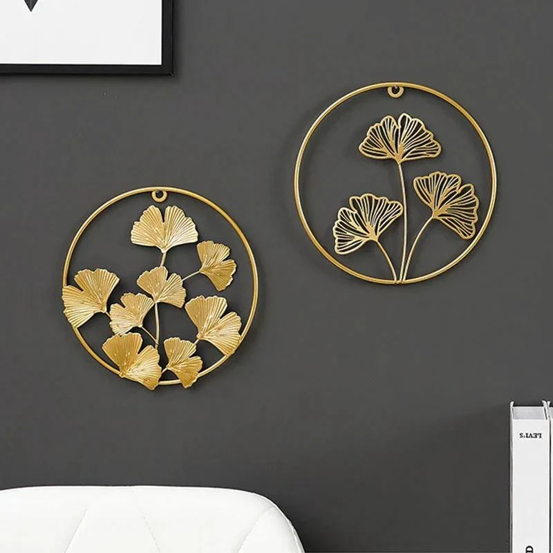 Nordic Ginkgo Leaf Wall Décor: Light Luxury Elegance in Gold -
