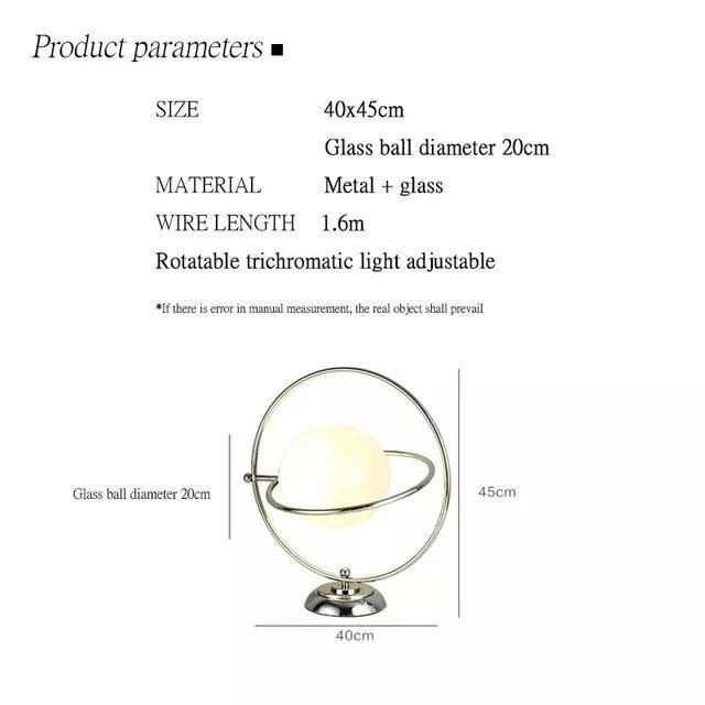 Nordic Glass Ball Universe Lighting Rotating Table Lamp Bedside Decorative - 