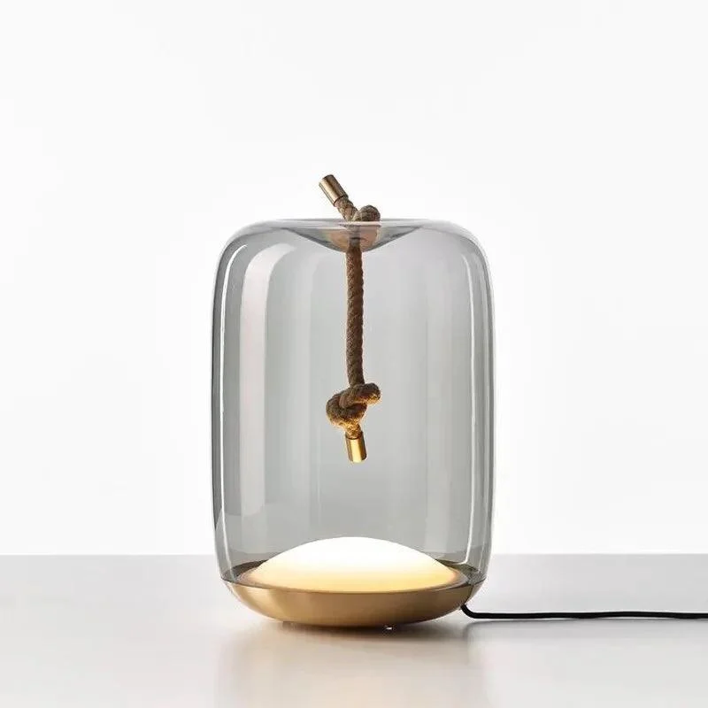 Nordic Glass with Rope Table Lamp -