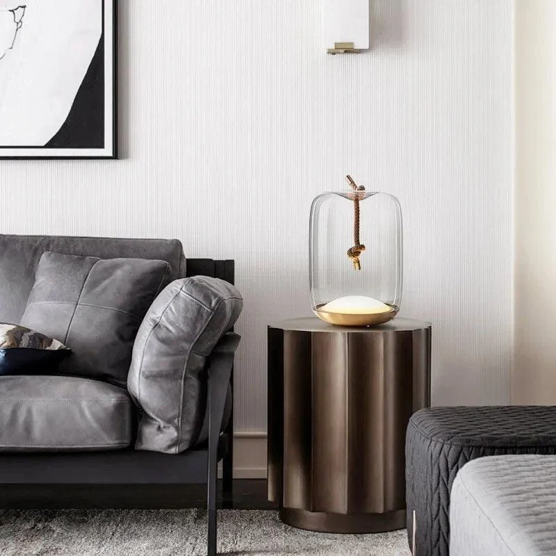 Nordic Glass with Rope Table Lamp -