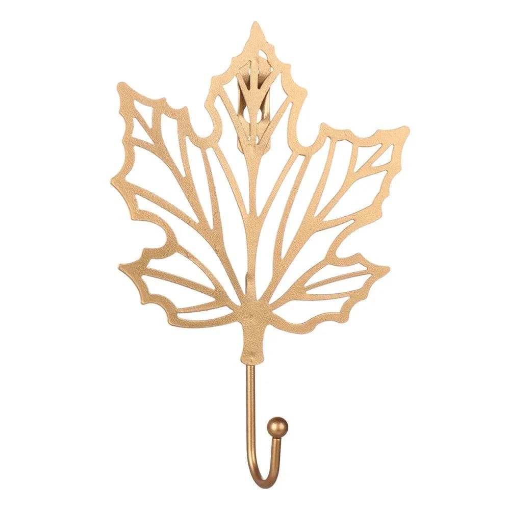 Nordic Gold Leaf Wall Hook: Stylish Hanging Storage Rack -