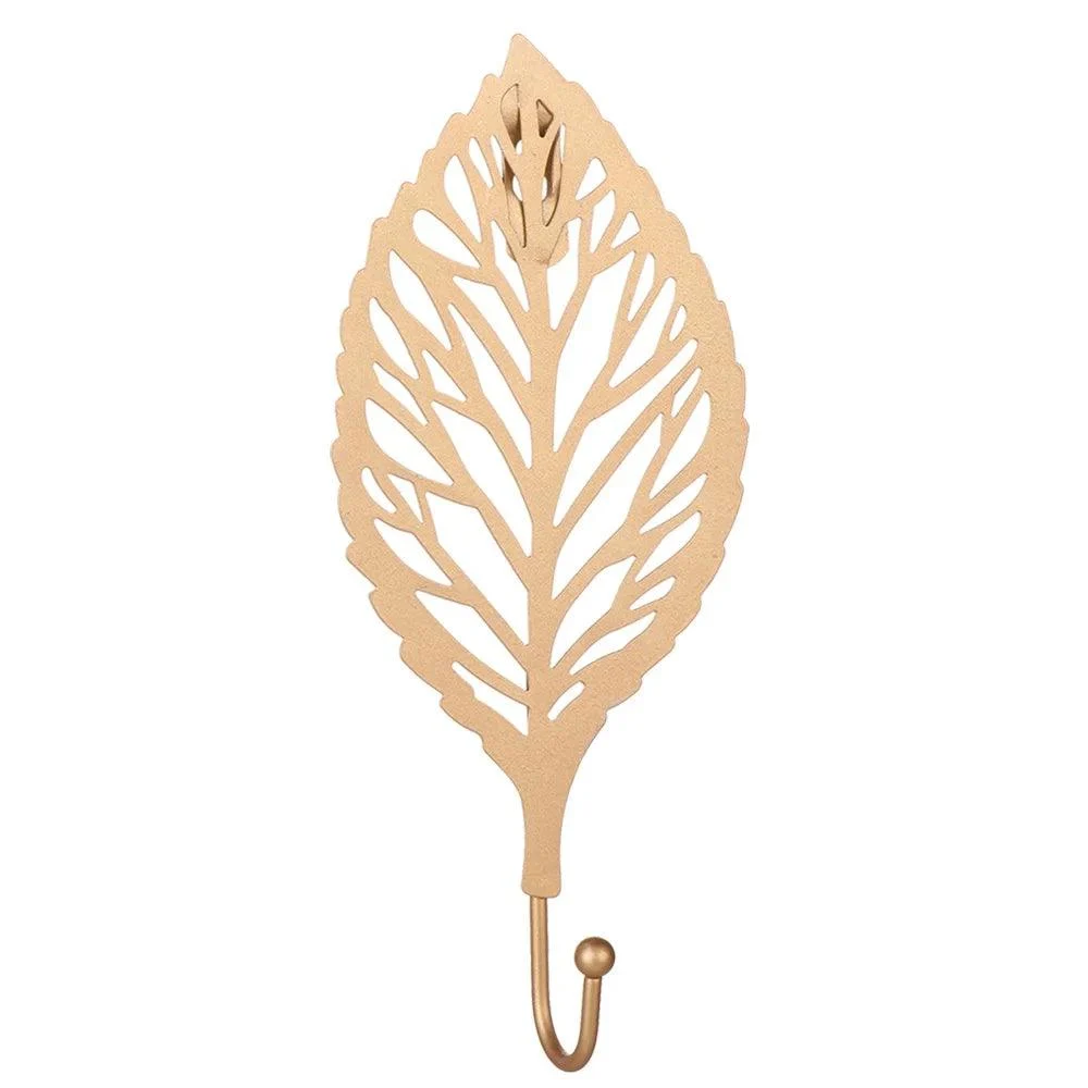 Nordic Gold Leaf Wall Hook: Stylish Hanging Storage Rack -