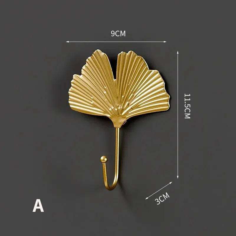Nordic Gold Leaf Wall Hook: Stylish Hanging Storage Rack -